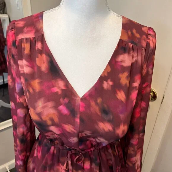 NWT BB Dakota by Steve Madden Burgundy Floral Kara Mini Dress, Size Small - Picture 4 of 16